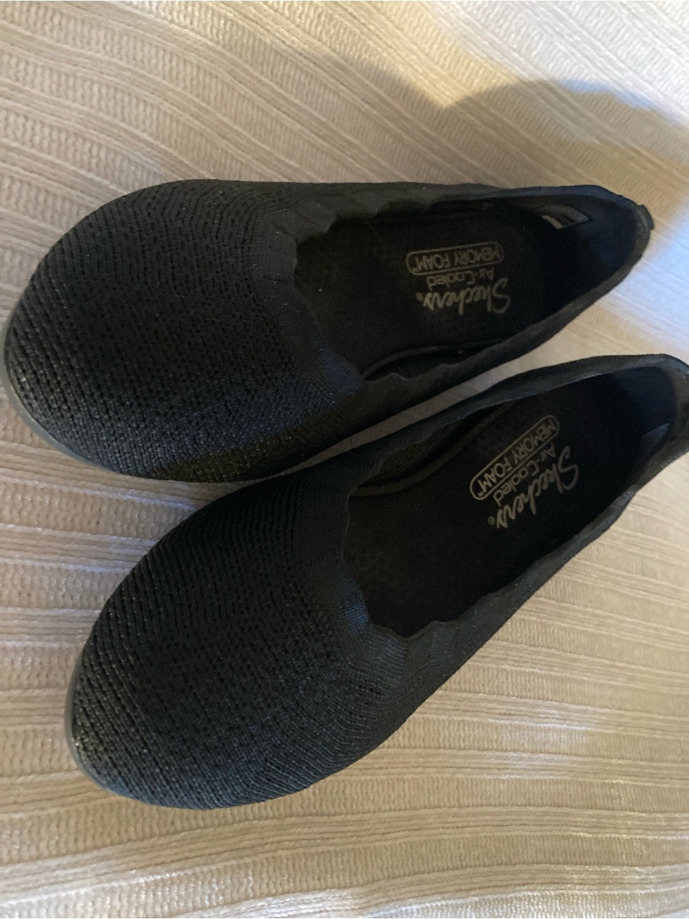 Skechers Black Slip-On Knit Cleo Ballet Flats